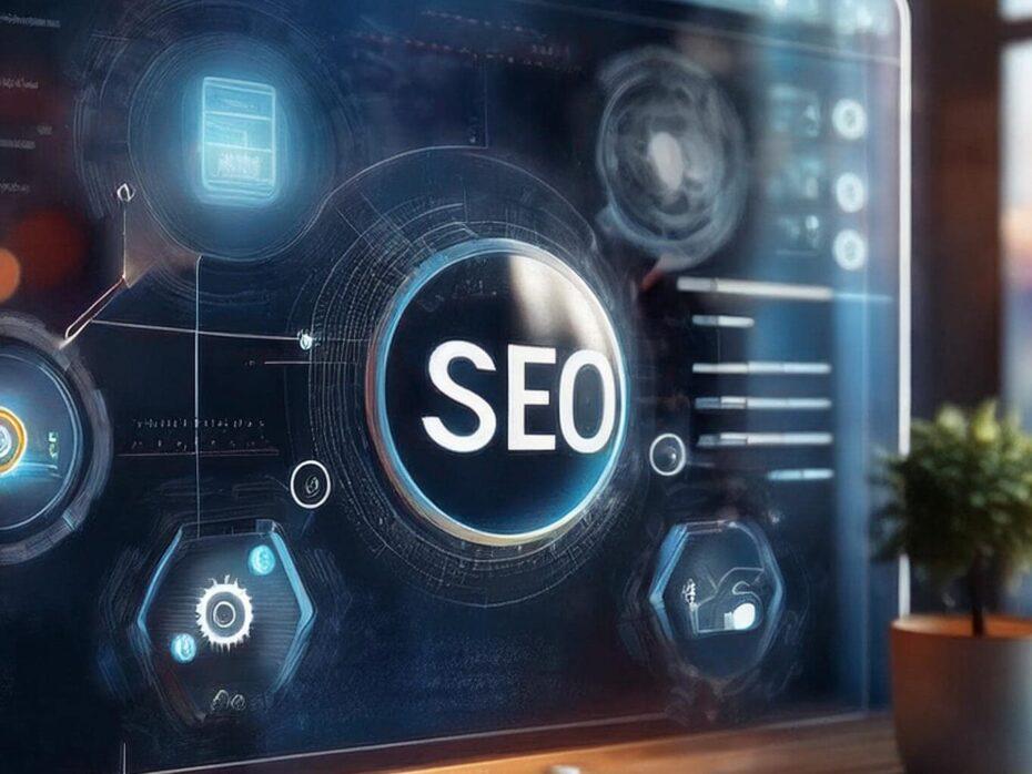 A modern graphic illustrating SEO strategies for 2024